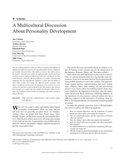 A Multicultural Discussion About Personality Development