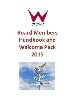 Board Members Handbook and Welcome Pack 2015