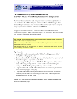 Cord and Drawstrings on Children`s Clothing Overview of Risks