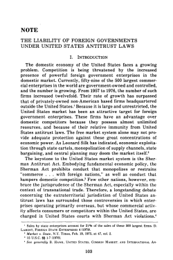 Liability of Foreign Governments under United States Antitrust Laws