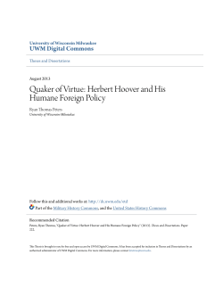 Quaker of Virtue: Herbert Hoover and His Humane Foreign Policy