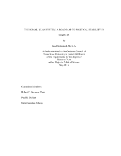 THE SOMALI CLAN SYSTEM: A ROAD MAP TO POLITICAL