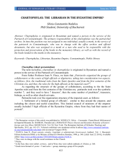 CHARTOPHYLAX: THE LIBRARIAN IN THE BYZANTINE EMPIRE1
