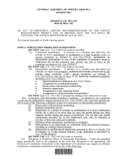Justice Reinvestment Act - North Carolina General Assembly