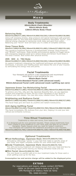 Body Treatments EXT800 Optional Treatments Facial Treatments
