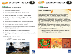 ECLIPSE OF THE SUN ECLIPSE OF THE SUN