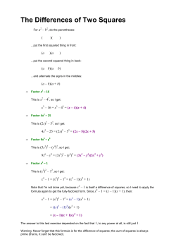 GCF and Differences of Two Squares ws