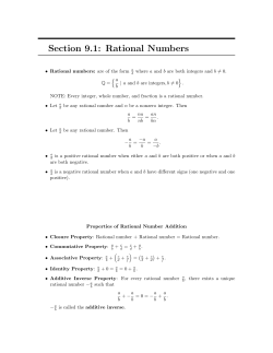 Section 9.1: Rational Numbers