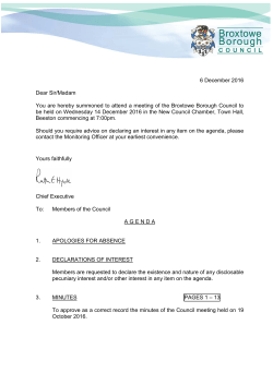 6 December 2016 Dear Sir/Madam You are hereby summoned to