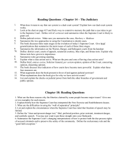 Reading Questions : Chapter 14 &ndash; The Judiciary Chapter 18