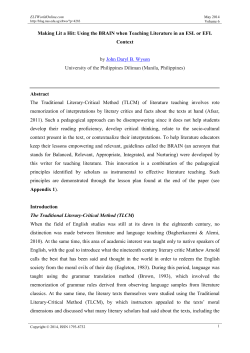 Making Lit a Hit: Using the BRAIN when Teaching