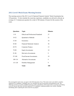 2011 Level I Mock Exam: Morning Session