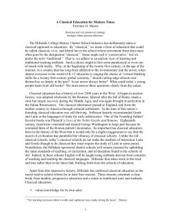 A Classical Education for Modern Times