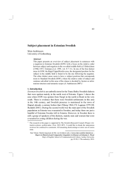 Subject placement in Estonian Swedish