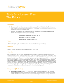 StudySync Lesson Plan The Prince
