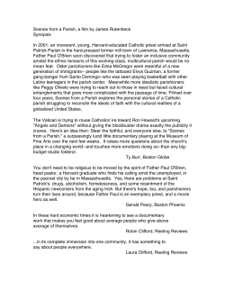 Scenes from a Parish, a film by James Rutenbeck Synopsis In 2001