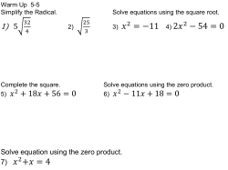Unit 8 Day 7: Graphing Quadratic Equations