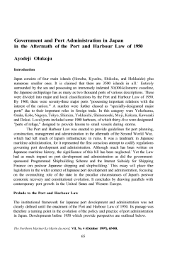 Government and Port Administration in Japan in the Aftermath of the