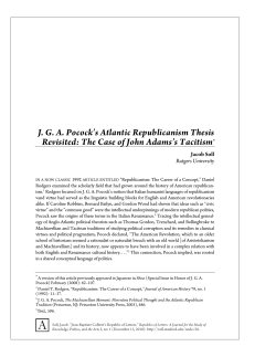 JGA Pocock`s Atlantic Republicanism Thesis Revisited