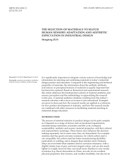 The seleCTION Of maTeRIals TO maTCh hUmaN seNsORy