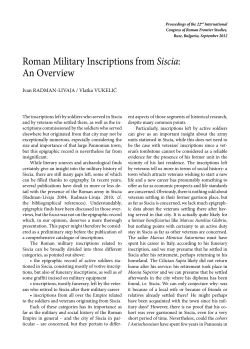 Roman Military Inscriptions from Siscia: An Overview