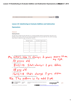 Lesson 19 Substituting to Evaluate Addition and Subtraction