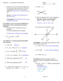 Geometry Assessment #2 Study Guide