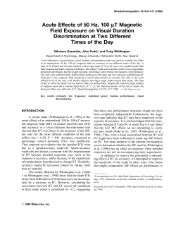 Acute Effects of 50 Hz, 100 mT Magnetic Field Exposure on Visual