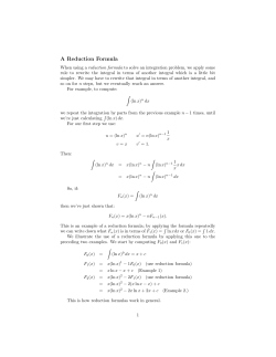 A Reduction Formula - MIT OpenCourseWare