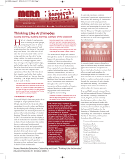 Thinking Like Archimedes - Manitoba Education Research Network