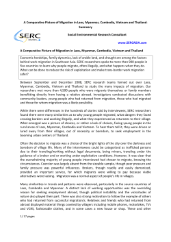A Comparative Picture of Migration in Laos, Myanmar, Cambodia