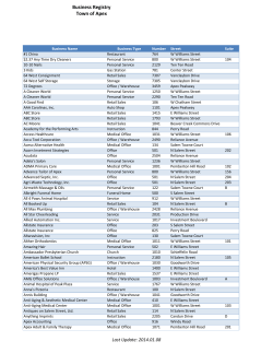 Business Registry Town of Apex