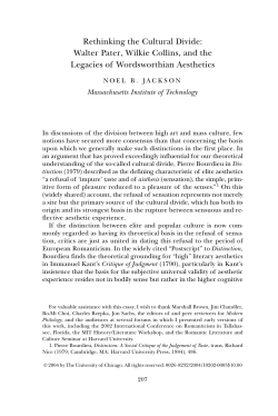 Rethinking the Cultural Divide: Walter Pater, Wilkie Collins, and the