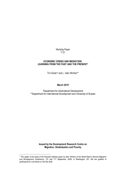 Economic Crises and Migration - Development Research Centre on