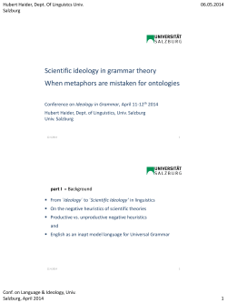 Scientific ideology in grammar theory When metaphors are mistaken