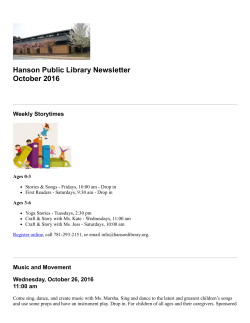 Hanson Public Library Newsletter October 2016