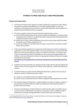 The Fitness to Practise Policy and Procedures