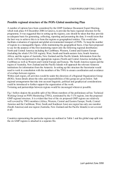 Possible regional structure of the POPs Global monitoring Plan