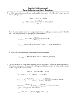 Stoichiometry II: Extra Stoichiometry Study Questions