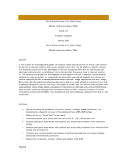 The Political Climate of St. Olaf College Monika Hartsel and Jaclyn