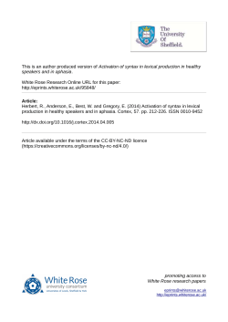 Activation of syntax in lexical production in healthy speakers and in
