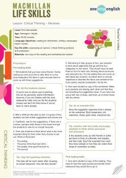 Macmillan Life Skills: Crtitical Thinking &ndash; Reviews