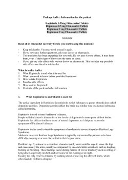 Information for the patient Ropinirole 0.25mg Film