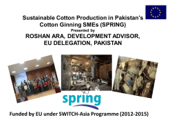 Sustainable Cotton Production in Pakistan`s Cotton Ginning SMEs