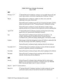 TIMSS 2019 Project Schedule (Provisional)