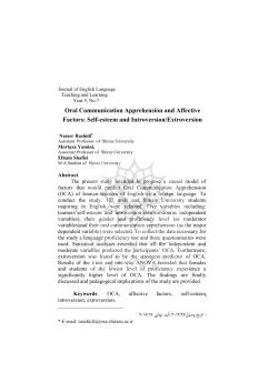 Oral Communication Apprehension and Affective Factors: Self