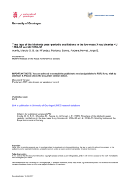 University of Groningen Time lags of the kilohertz quasi