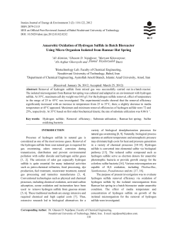 Anaerobic Oxidation of Hydrogen Sulfide in Batch Bioreactor Using M