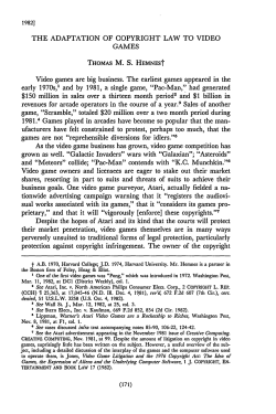 Adaptation of Copyright Law to Video Games