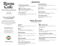 Pasta Favorites Sandwiches